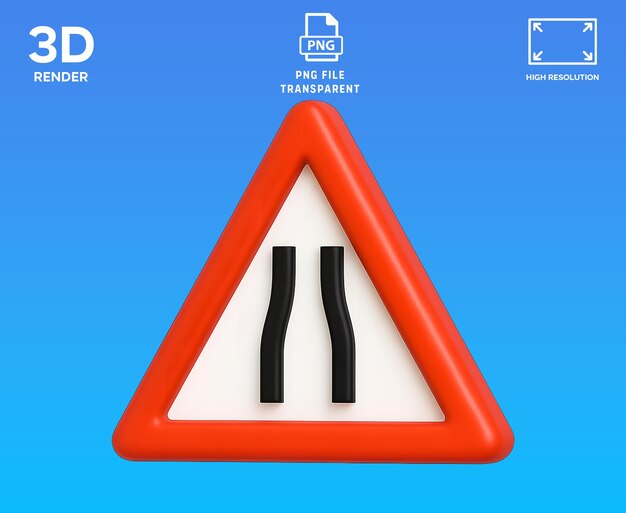 Ilustración del icono 3D de la señal de advertencia vial