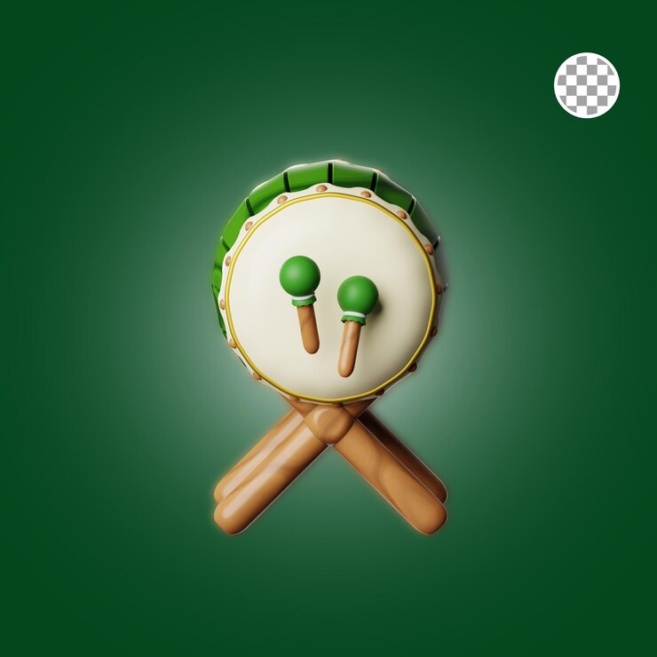 PSD ilustración de icono 3d de tambor bedug de ramadán