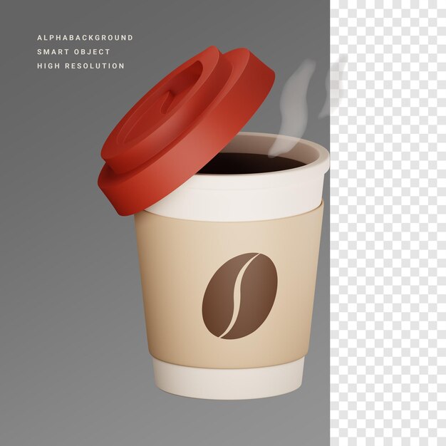 Ilustración de icono 3d de taza de café