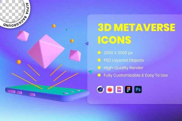 Ilustración de icono 3d tecnología de metaverso