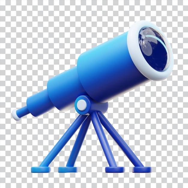 PSD ilustración del icono 3d del telescopio