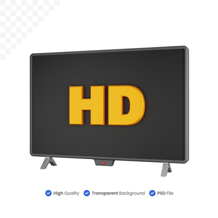 PSD ilustración de icono 3d televisión con resolución hd