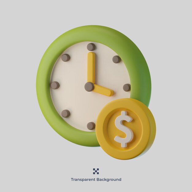 Ilustración de icono 3d de tiempo de dinero
