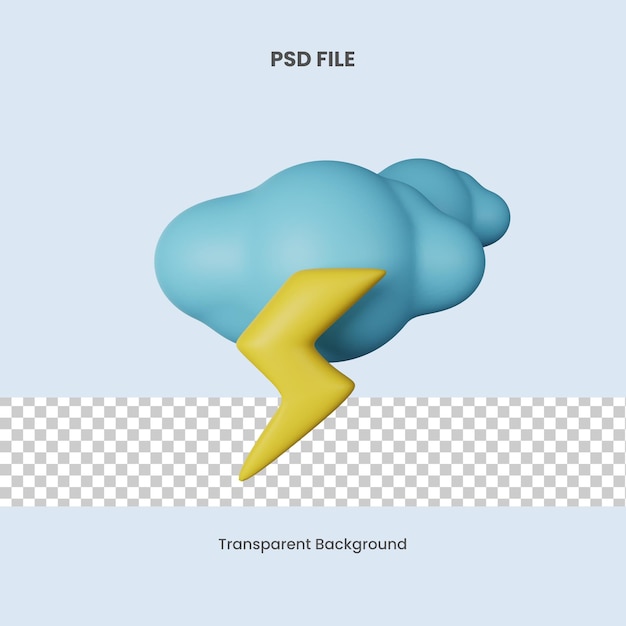 PSD ilustración del icono 3d de la tormenta de trueno de psd