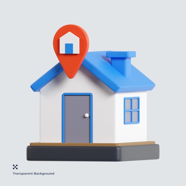 Ilustración de icono 3d de ubicación de casa
