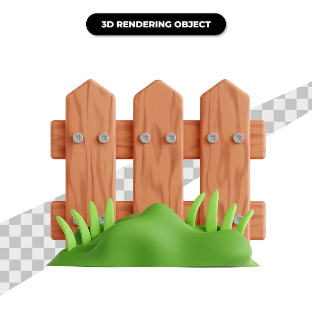 PSD ilustración de icono 3d de valla de madera