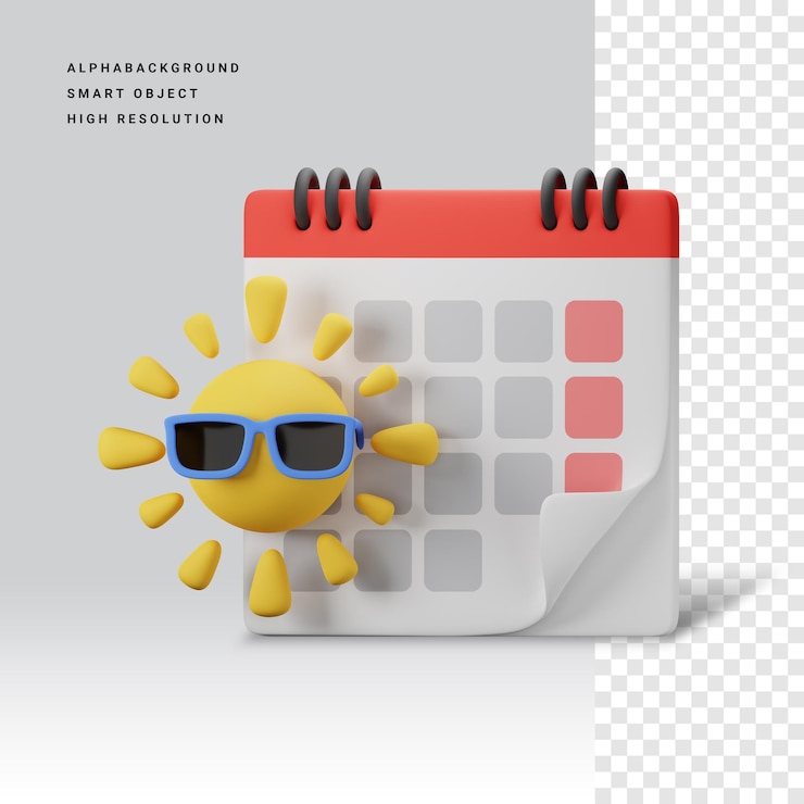 PSD ilustración de icono 3d de verano