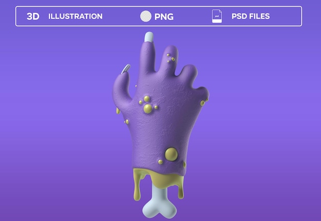 Ilustración del icono 3D de la zombi covid de la mano de la tumba
