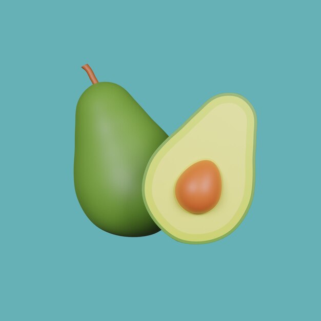 PSD ilustración del icono del aguacate en 3d