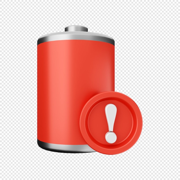 Ilustración del icono de alerta de batería 3D