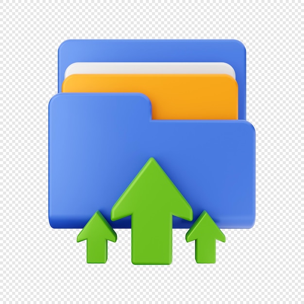 Ilustración del icono de almacenamiento de archivos de datos de carpeta 3D