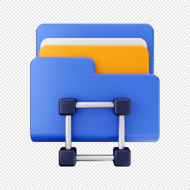 Ilustración del icono de almacenamiento de archivos de datos de carpeta 3D