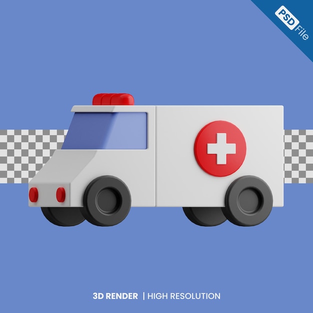 Ilustración de icono de ambulancia 3d