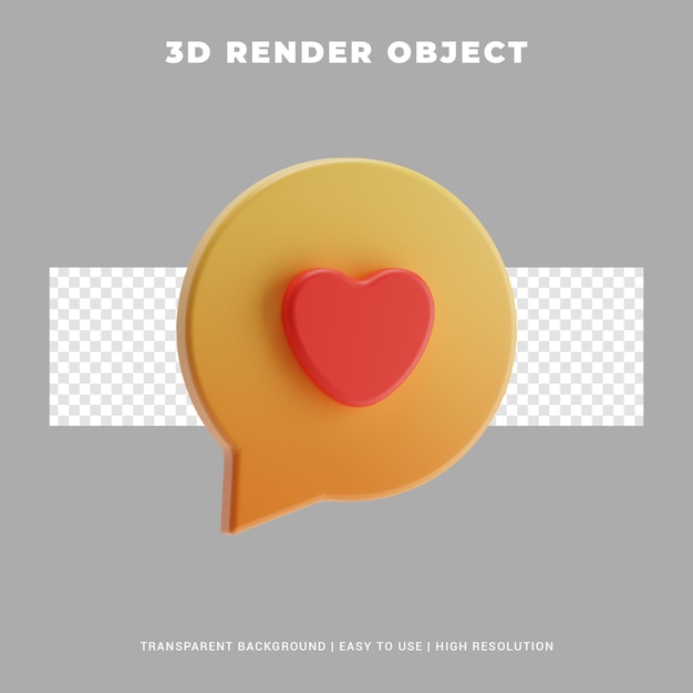 PSD ilustración de icono de amor de render 3d