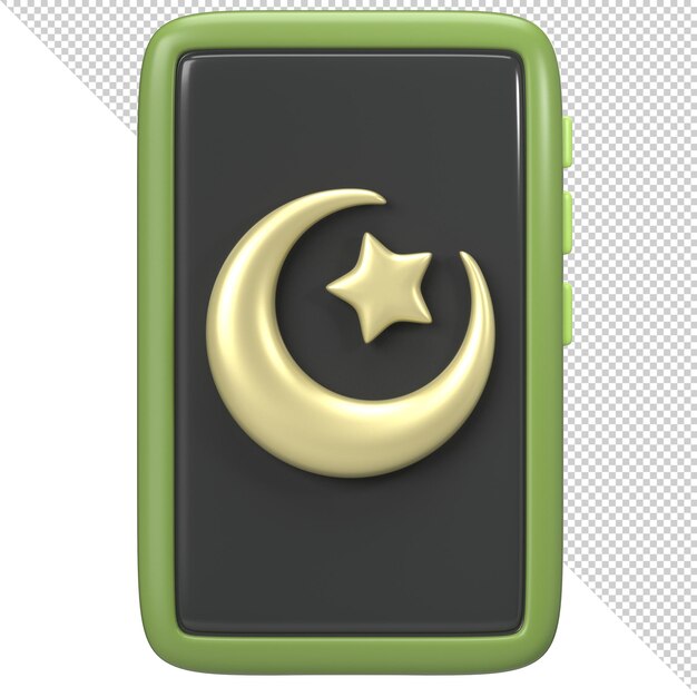 Ilustración del icono de la aplicación para teléfonos inteligentes 3D de Ramadán y Eid