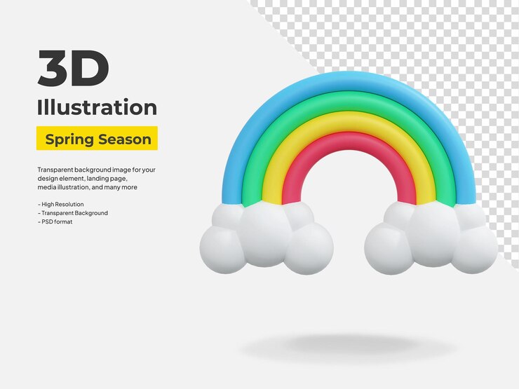 PSD ilustración del icono del arco iris de primavera