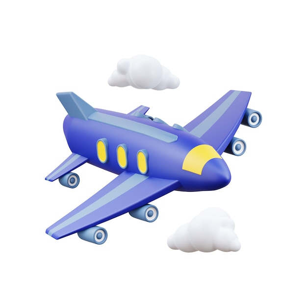 Ilustración de icono de avión en 3d.