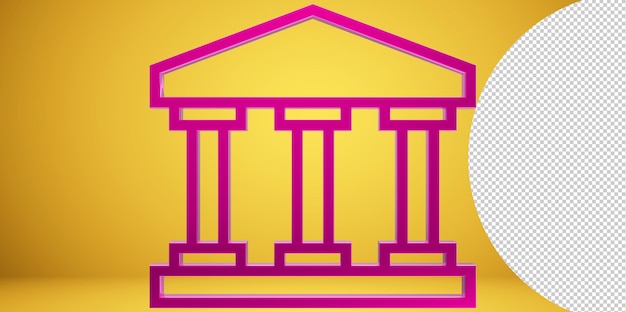 Ilustración de icono de banco 3d sobre fondo transparente