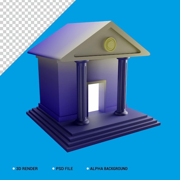 ilustración de icono de banco de renderizado 3d