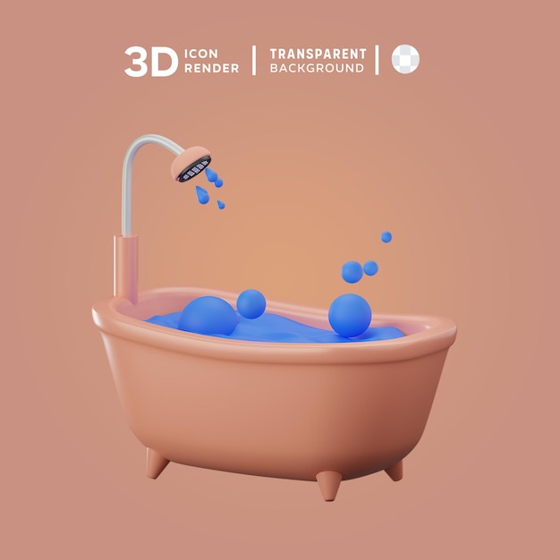 PSD ilustración del icono de la bañera en 3d