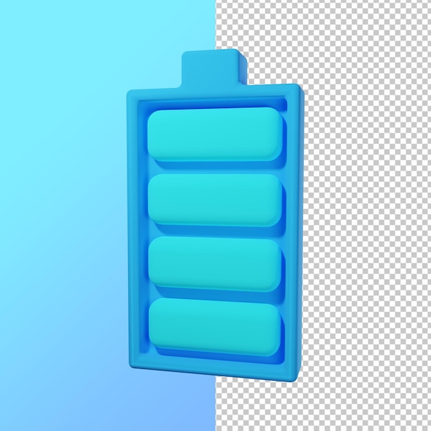 Ilustración de icono de batería completa de renderizado 3d