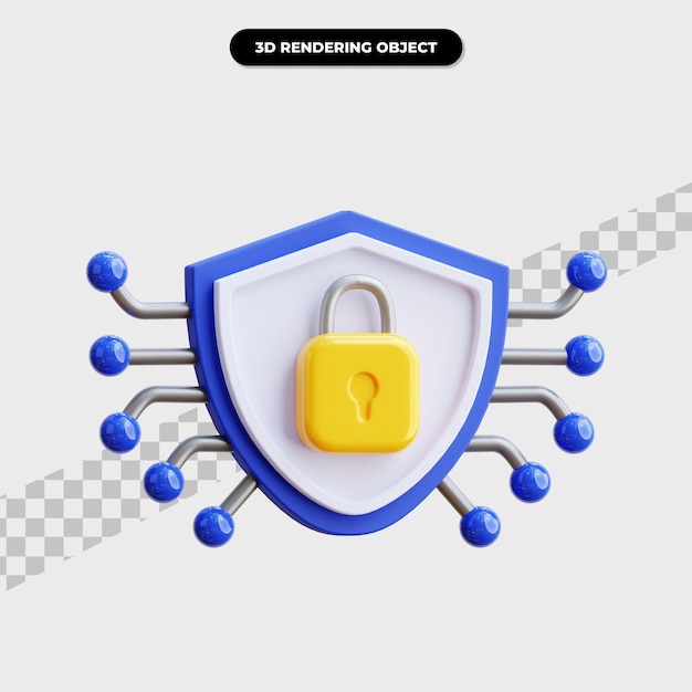PSD ilustración de icono de bloqueo de escudo de privacidad de representación 3d