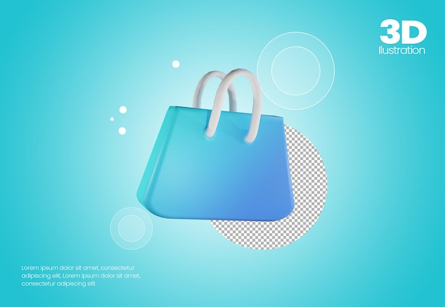 Ilustración de icono de bolsa de compras 3d