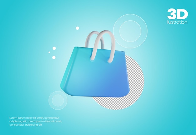 Ilustración de icono de bolsa de compras 3d