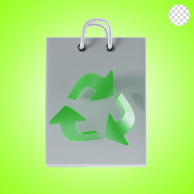 Ilustración del icono de la bolsa eco 3D