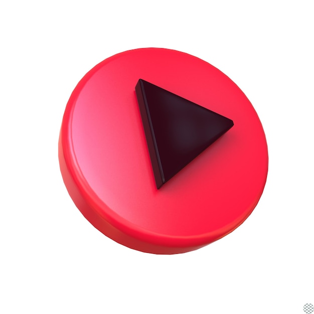 Ilustración del icono del botón de reproducción de las redes sociales para renderizar video en 3D