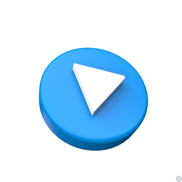 Ilustración del icono del botón de reproducción de las redes sociales para renderizar video en 3D
