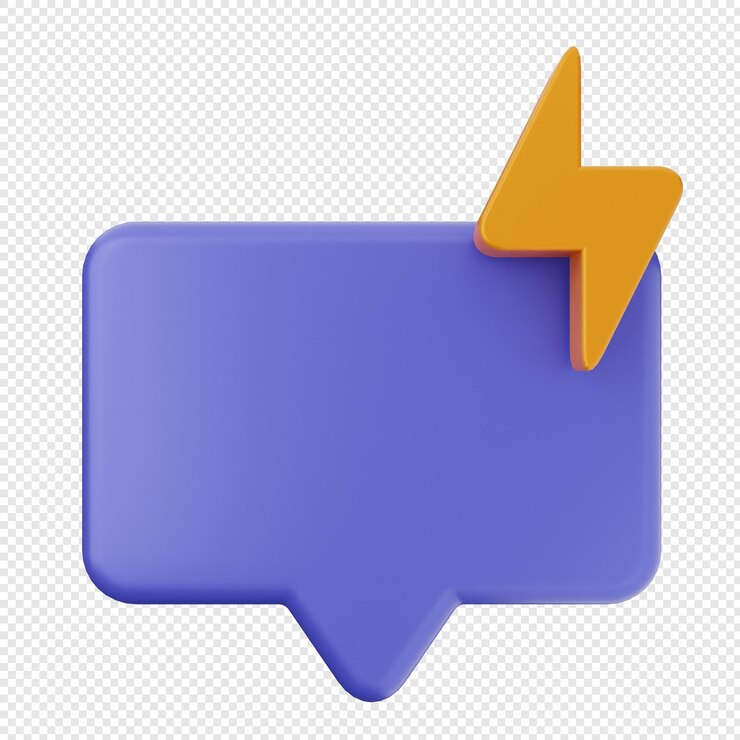 PSD ilustración del icono de la burbuja de conversación de habla de chat flash 3d