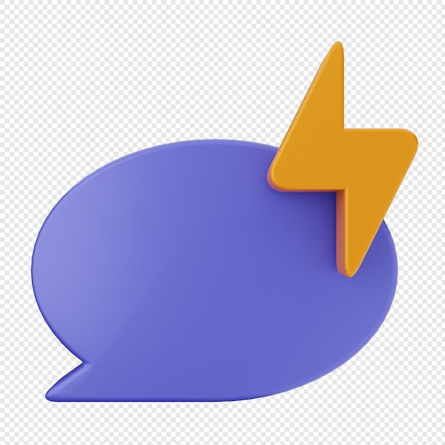 Ilustración del icono de la burbuja de conversación de habla de chat flash 3D