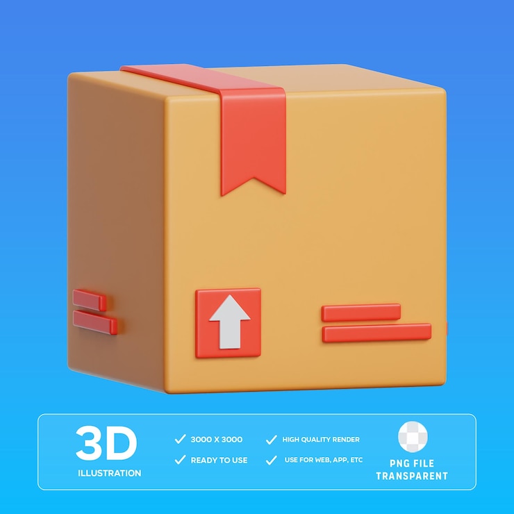 PSD ilustración del icono de la caja 3d