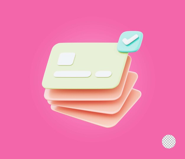 Ilustración del icono del cajero automático o de la tarjeta de crédito con marca de comprobación que simboliza el pago sin efectivo