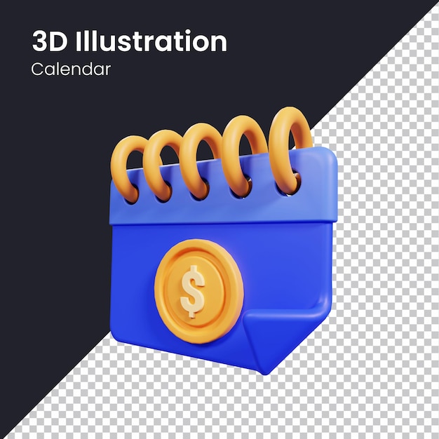 Ilustración de icono de calendario de procesamiento 3d psd