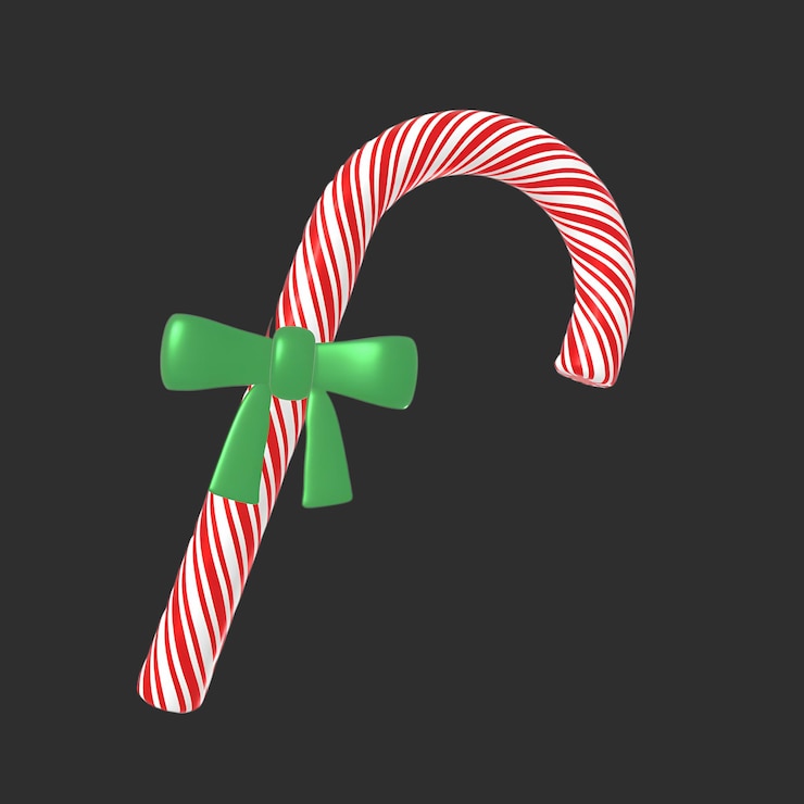 PSD ilustración del icono de la caña de caramelo de navidad en 3d