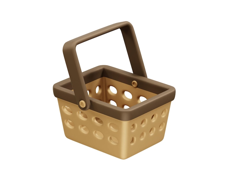 PSD ilustración del icono de la canasta de compras en 3d