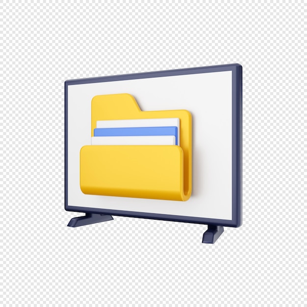 ilustración de icono de carpeta de tv inteligente 3d