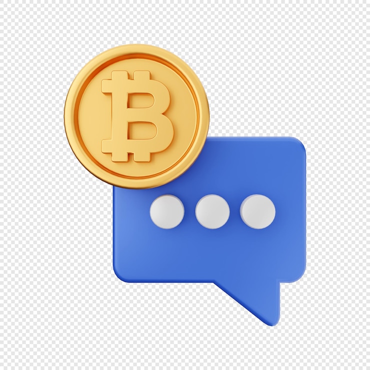 PSD ilustración de icono de chat de bitcoin 3d