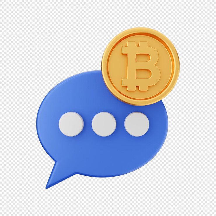 PSD ilustración de icono de chat de bitcoin 3d