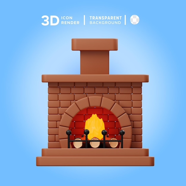 PSD ilustración del icono de la chimenea en 3d