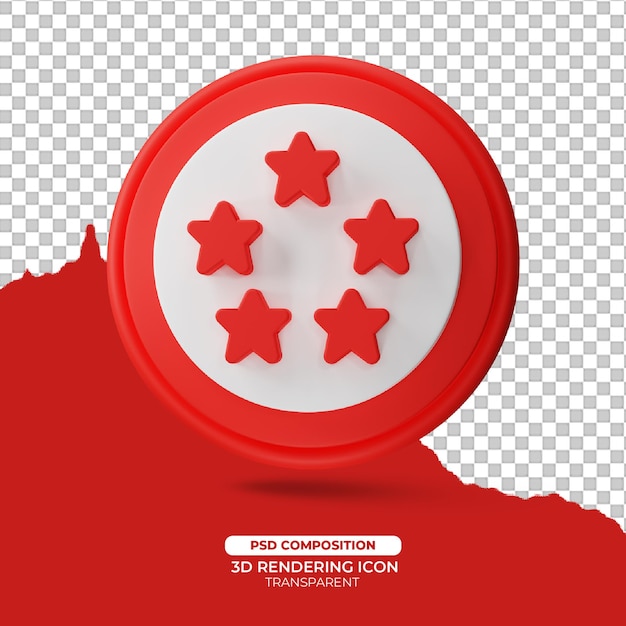 PSD ilustración de icono de cinco estrellas de procesamiento 3d