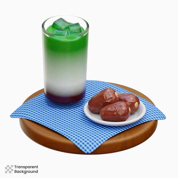 Ilustración del icono de comida de Ramadán en 3D