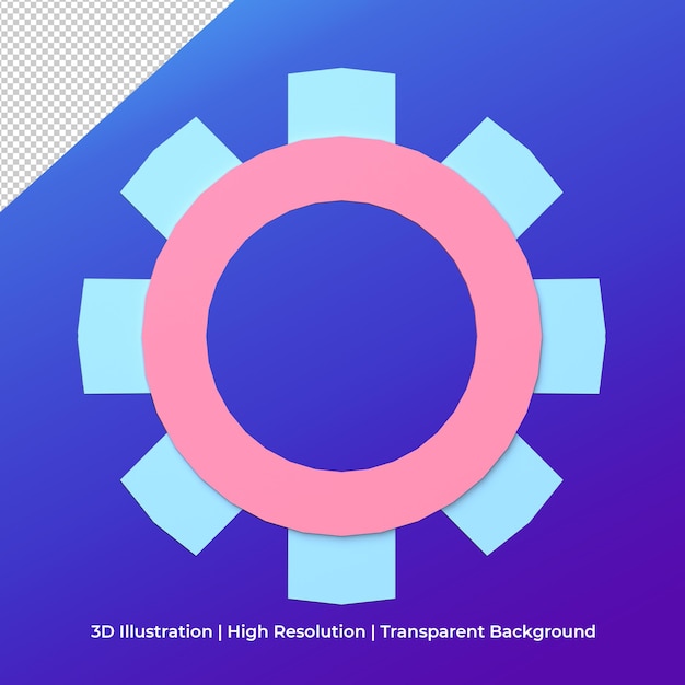 PSD ilustración del icono de configuración 3d