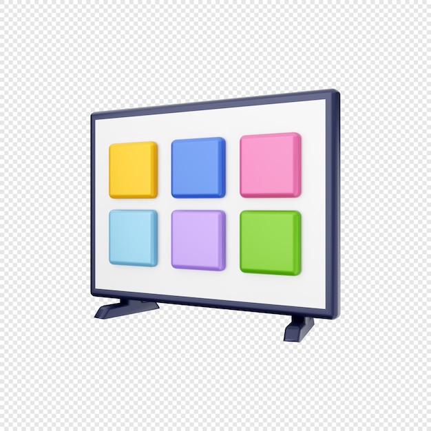 Ilustración de icono de configuración de color de tv inteligente 3d