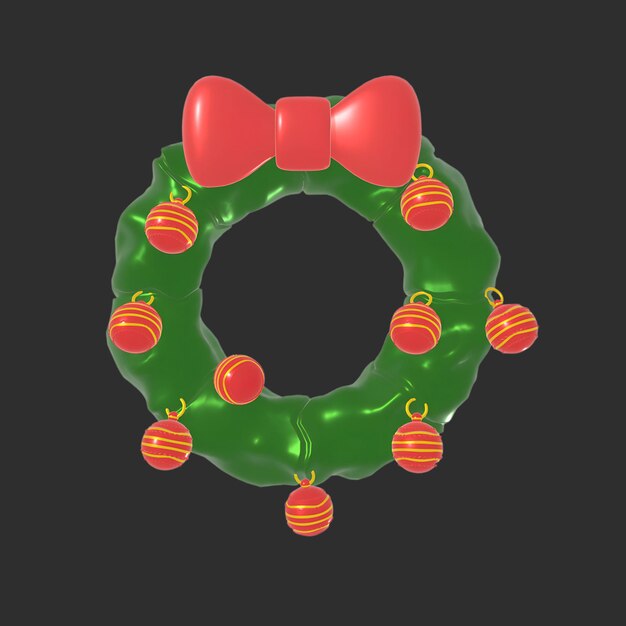 Ilustración del icono de la corona de Navidad en 3D