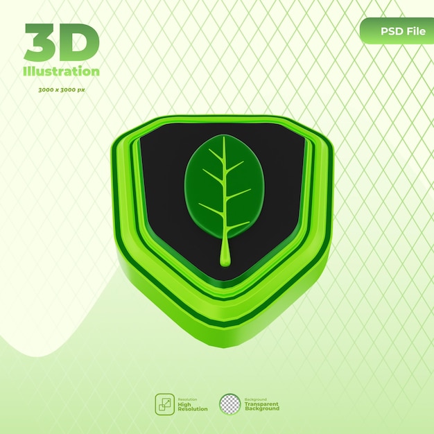 PSD ilustración de icono de cuidado ecológico 3d