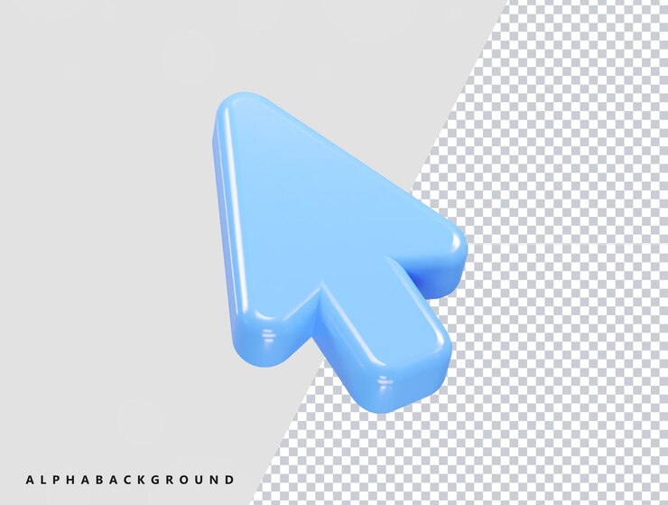 PSD ilustración del icono del cursor y elemento de renderización 3d