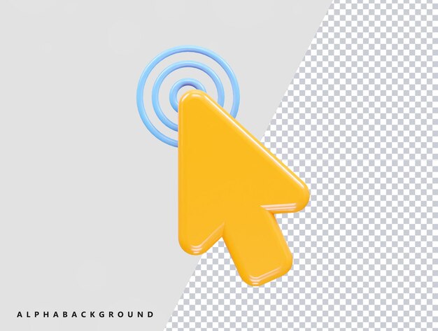PSD ilustración del icono del cursor elemento de renderización 3d